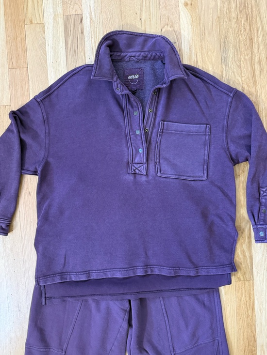 aerie Pants - aerie Deep Purple Snap-Front Sweatshirt & sweatpant